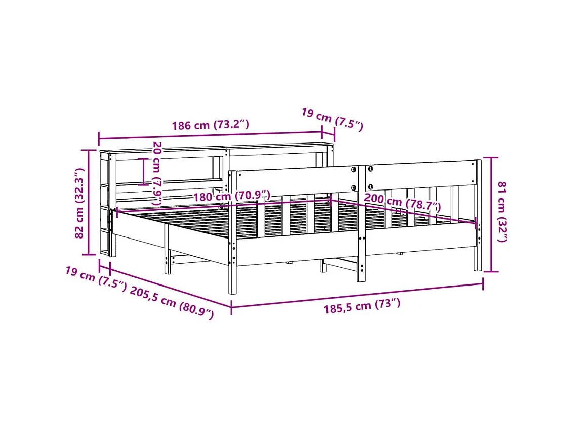 Massivholzbett ohne Matratze Weiß 180x200 cm Kiefernholz
