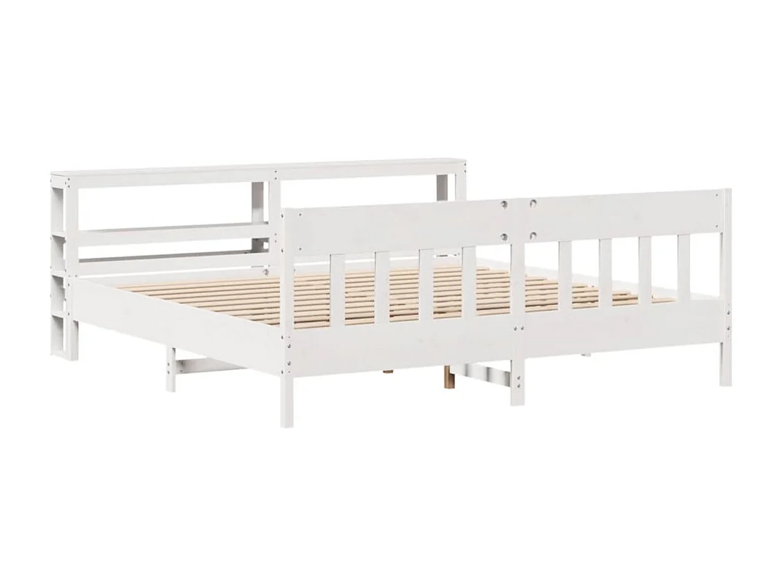 Cadre de lit sans matelas blanc 180x200 cm bois massif de pin