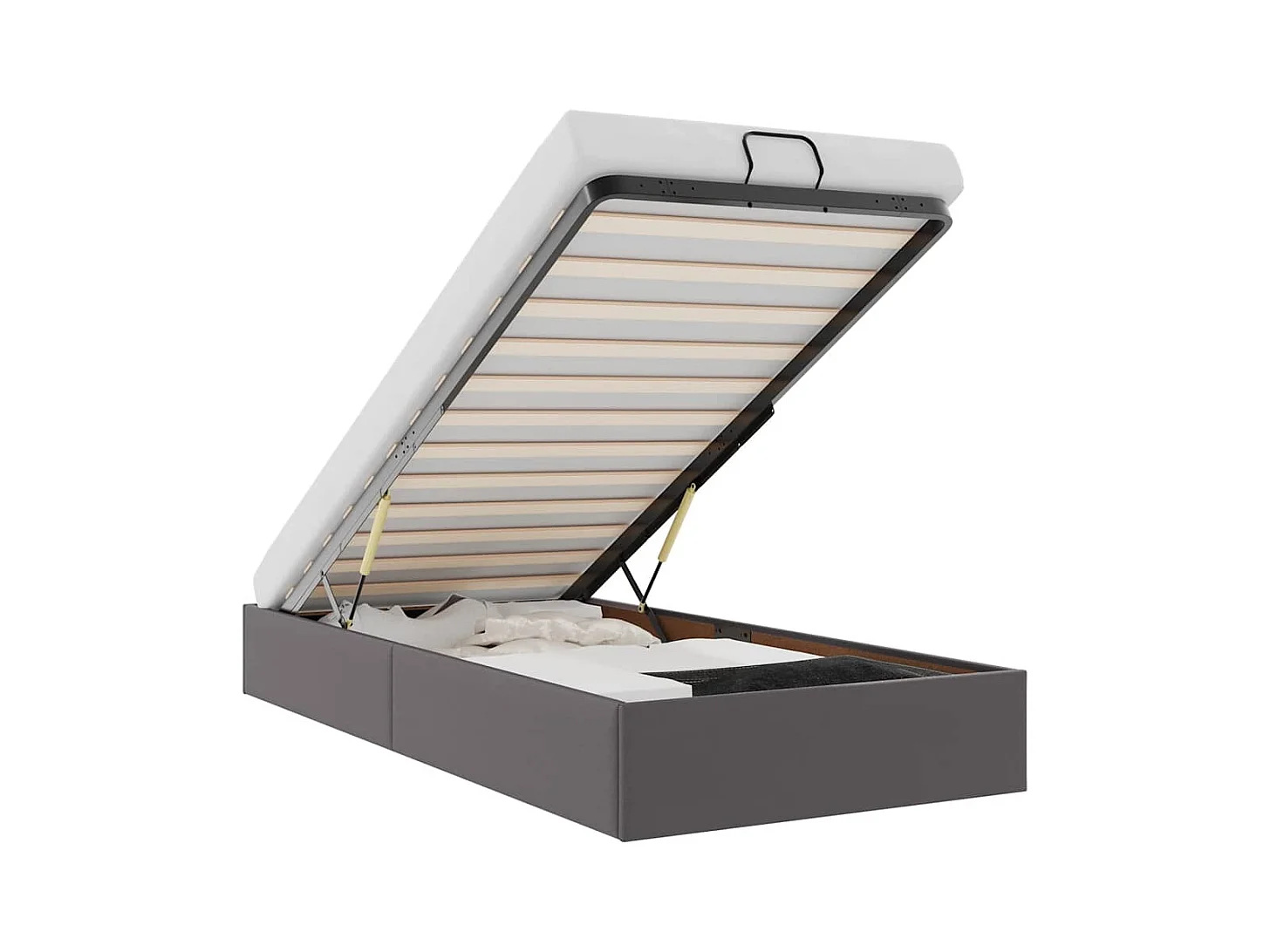 Ottoman-Bett ohne Matratze Grau 100x200 cm Kunstleder
