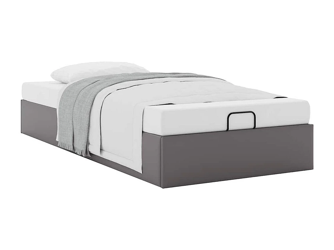 Ottoman-Bett ohne Matratze Grau 100x200 cm Kunstleder