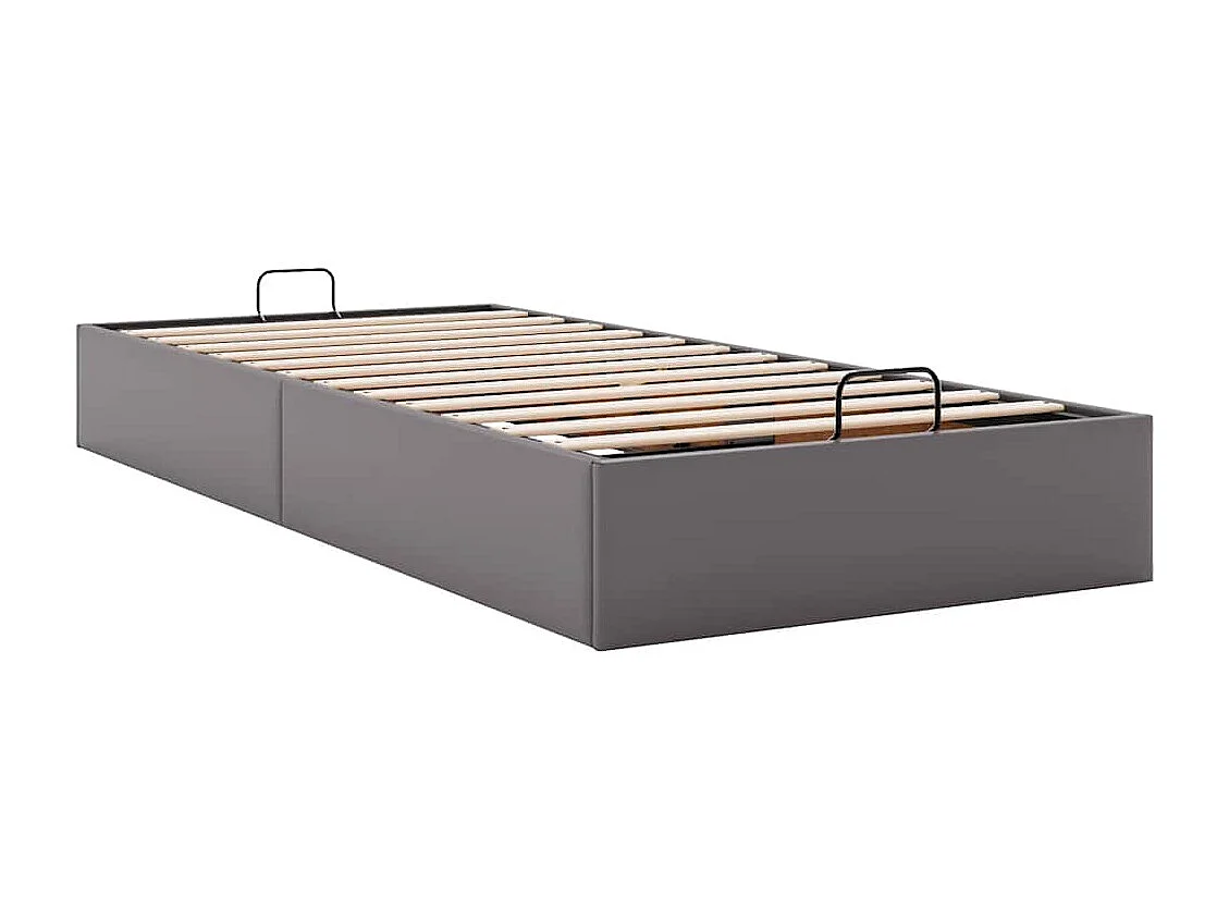 Ottoman-Bett ohne Matratze Grau 100x200 cm Kunstleder