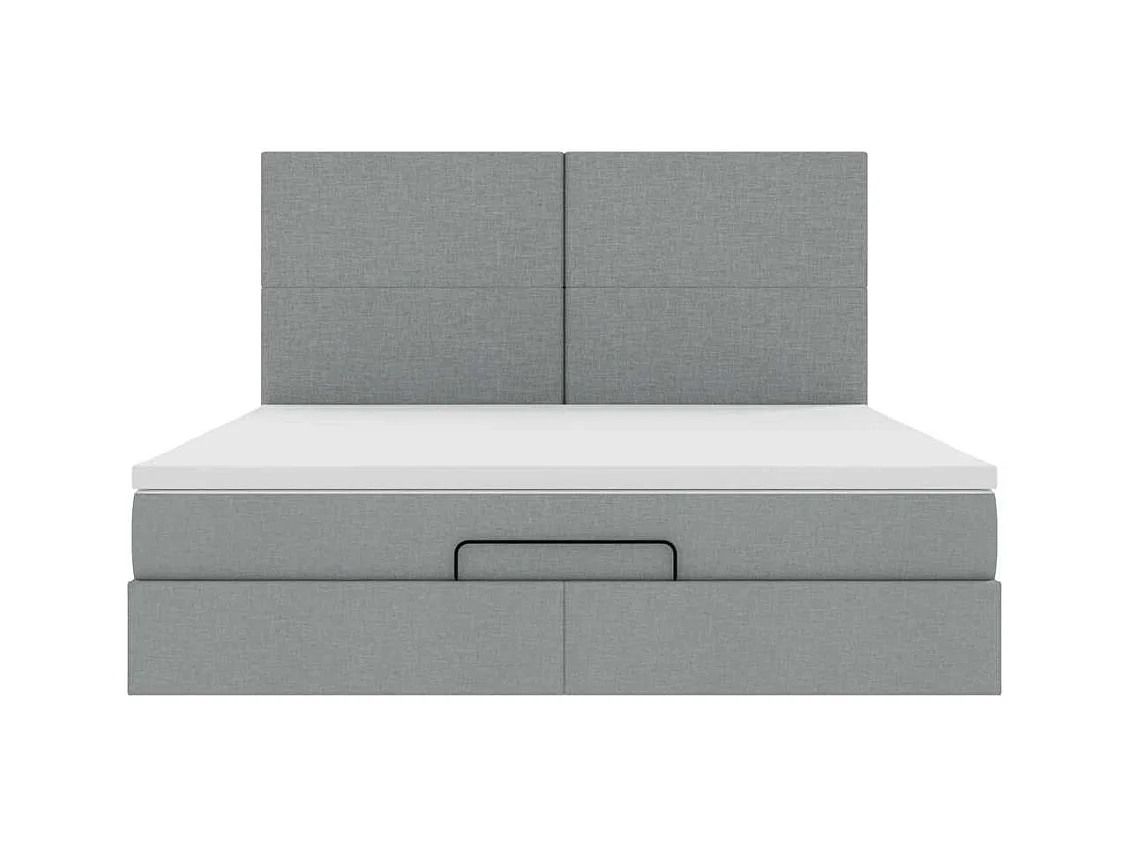 Cadre de lit ottoman et matelas gris clair 180x200 cm tissu