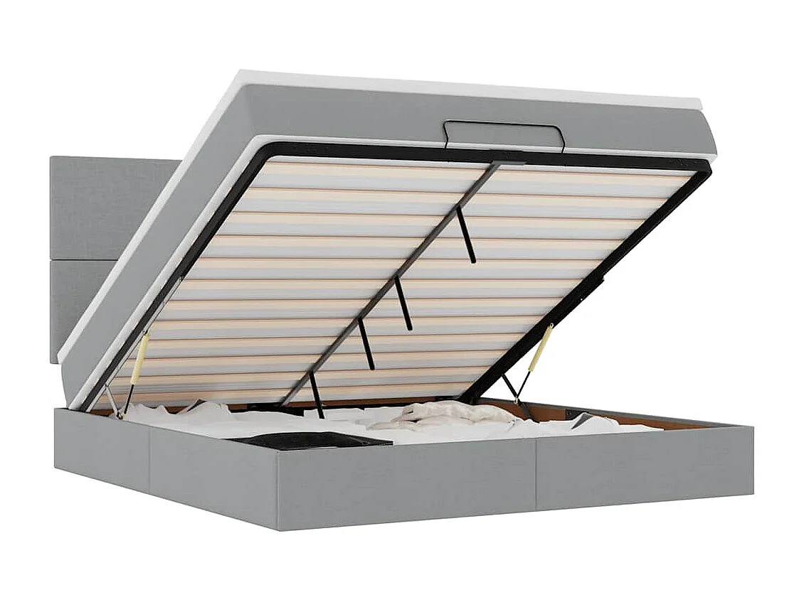 Ottoman-Bett mit Matratze Hellgrau 180x200 cm Stoff