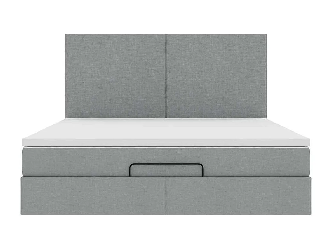 Ottoman-Bett mit Matratze Hellgrau 180x200 cm Stoff