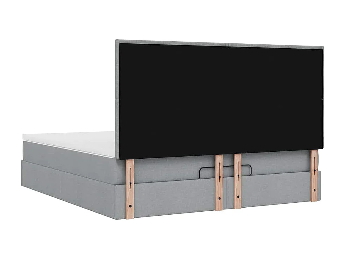 Ottoman-Bett mit Matratze Hellgrau 180x200 cm Stoff