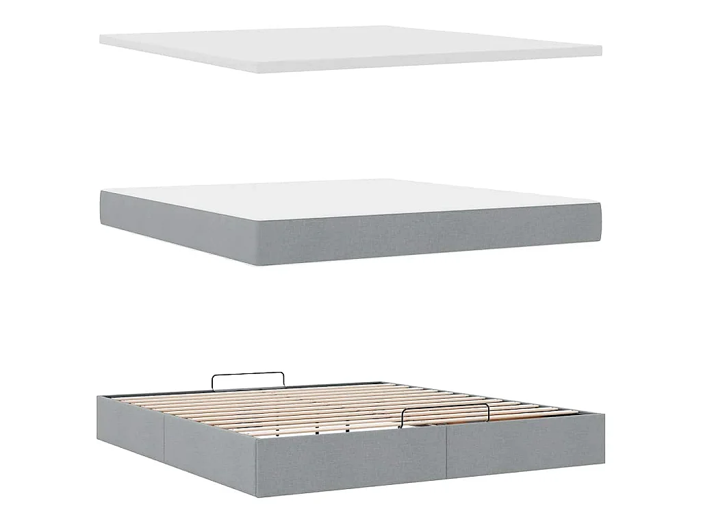 Ottoman-Bett mit Matratze Hellgrau 180x200 cm Stoff