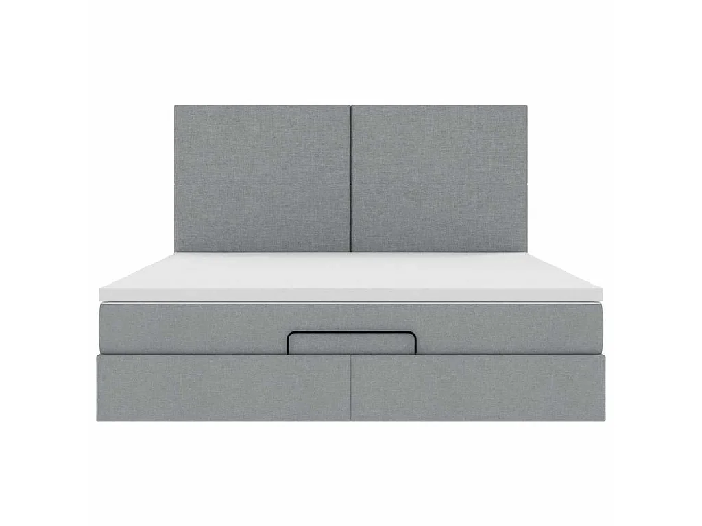 Ottoman-Bett mit Matratze Hellgrau 180x200 cm Stoff