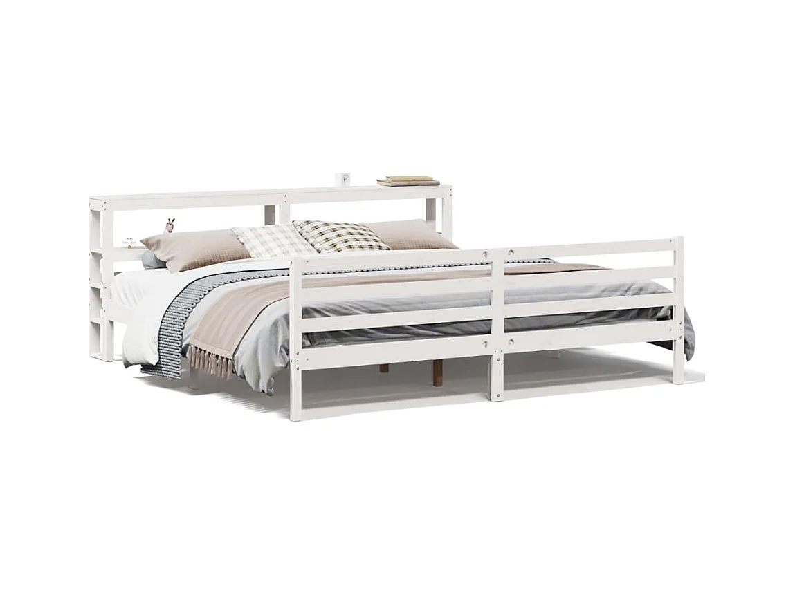 Cadre de lit sans matelas blanc 180x200 cm bois massif de pin