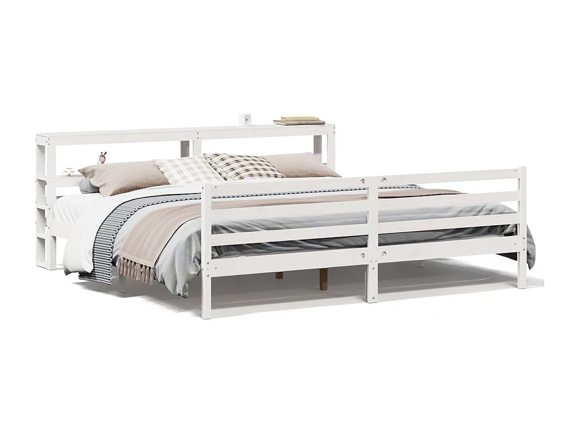 Bedframe zonder matras massief grenenhout wit 180x200 cm