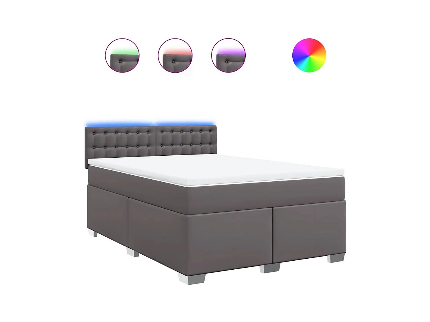 Sommier à lattes de lit avec matelas Gris 140x190 cm Similicuir