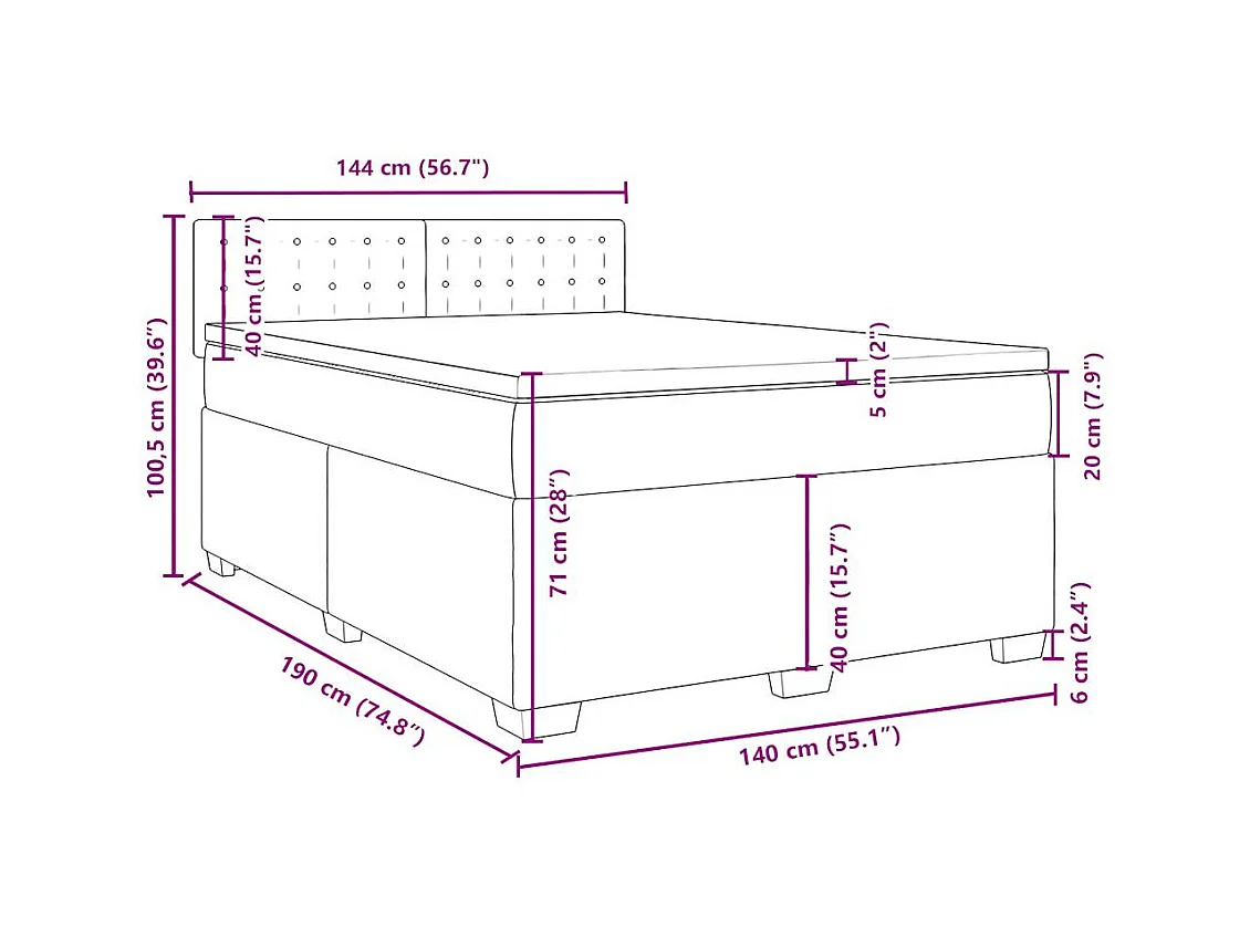 Sommier à lattes de lit avec matelas Gris 140x190 cm Similicuir