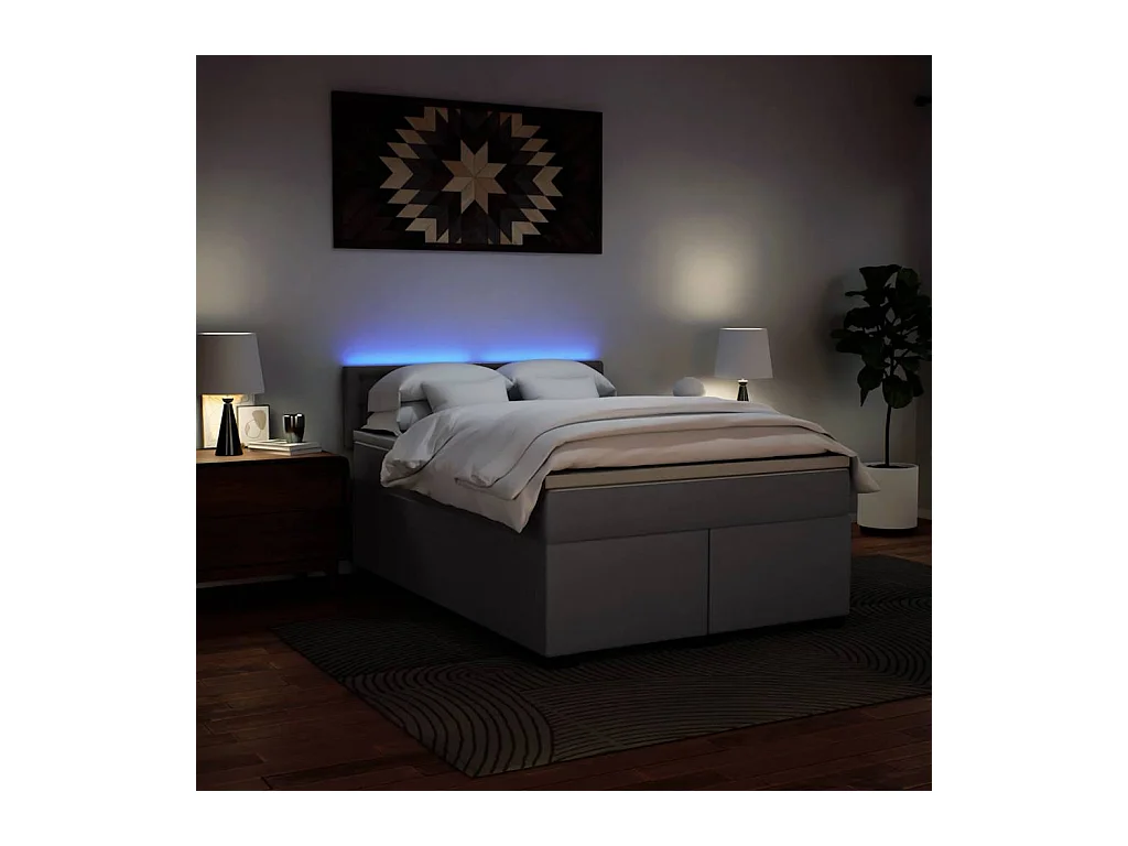 Sommier à lattes de lit avec matelas Gris 140x190 cm Similicuir