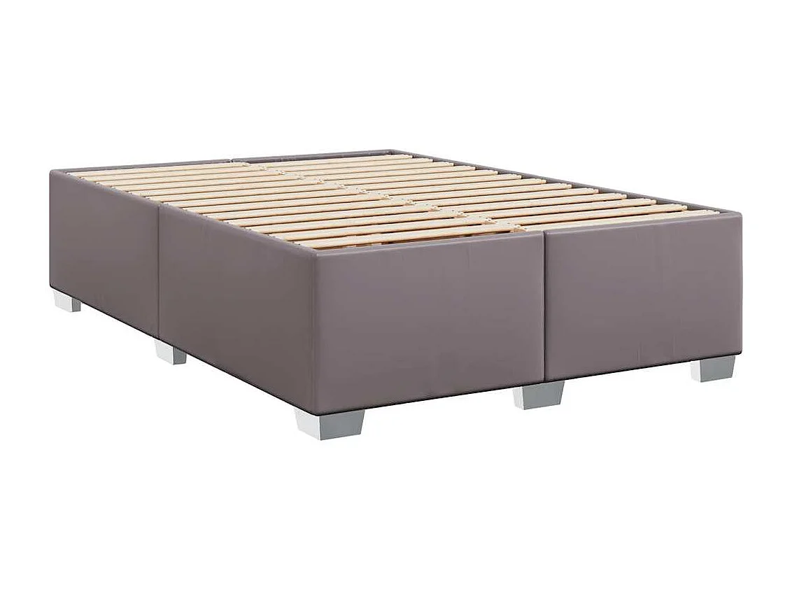 Boxspringbett mit Matratze Grau 140x190 cm Kunstleder