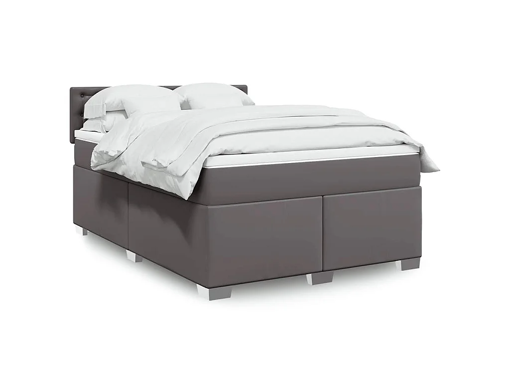 Boxspringbett mit Matratze Grau 140x190 cm Kunstleder