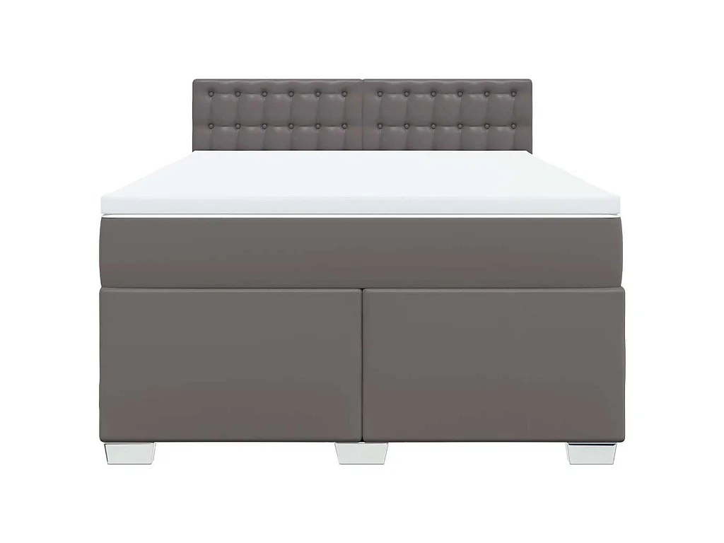 Boxspringbett mit Matratze Grau 140x190 cm Kunstleder