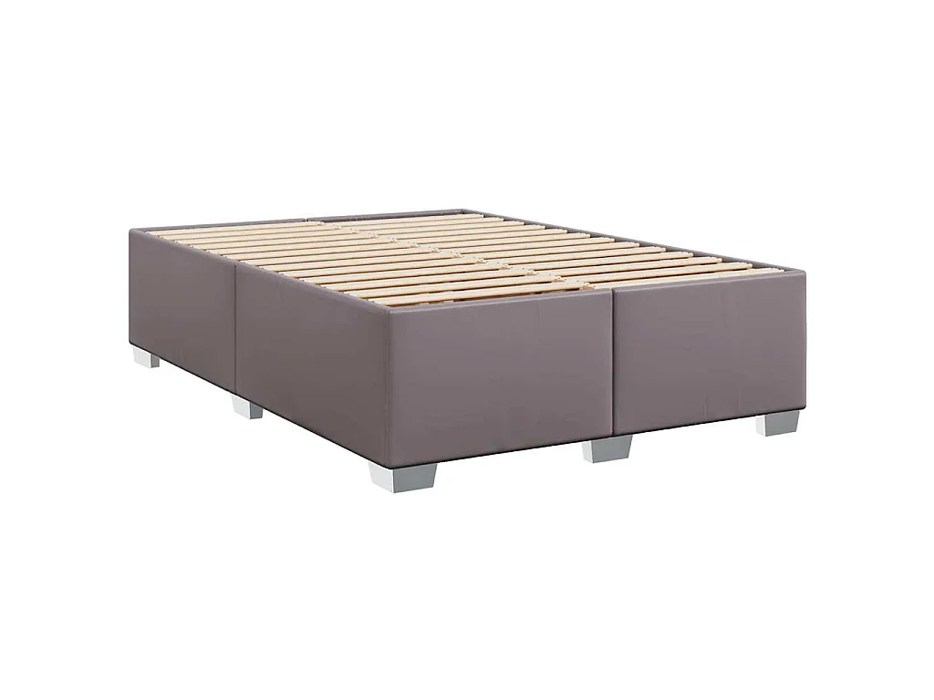 Boxspringbett mit Matratze Grau 140x190 cm Kunstleder