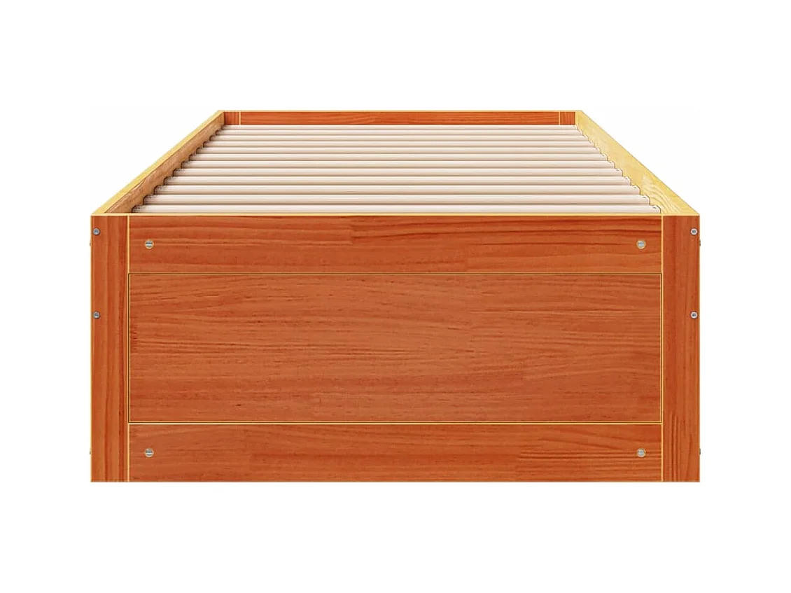 Massivholzbett ohne Matratze mit Schubladen Braun 100x200 cm
