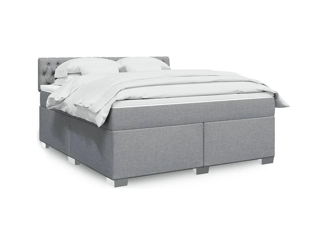 Boxspringbett mit Matratze Hellgrau 180x200 cm Stoff