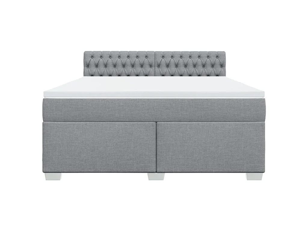 Cama box spring con colchón tela gris claro 180x200 cm