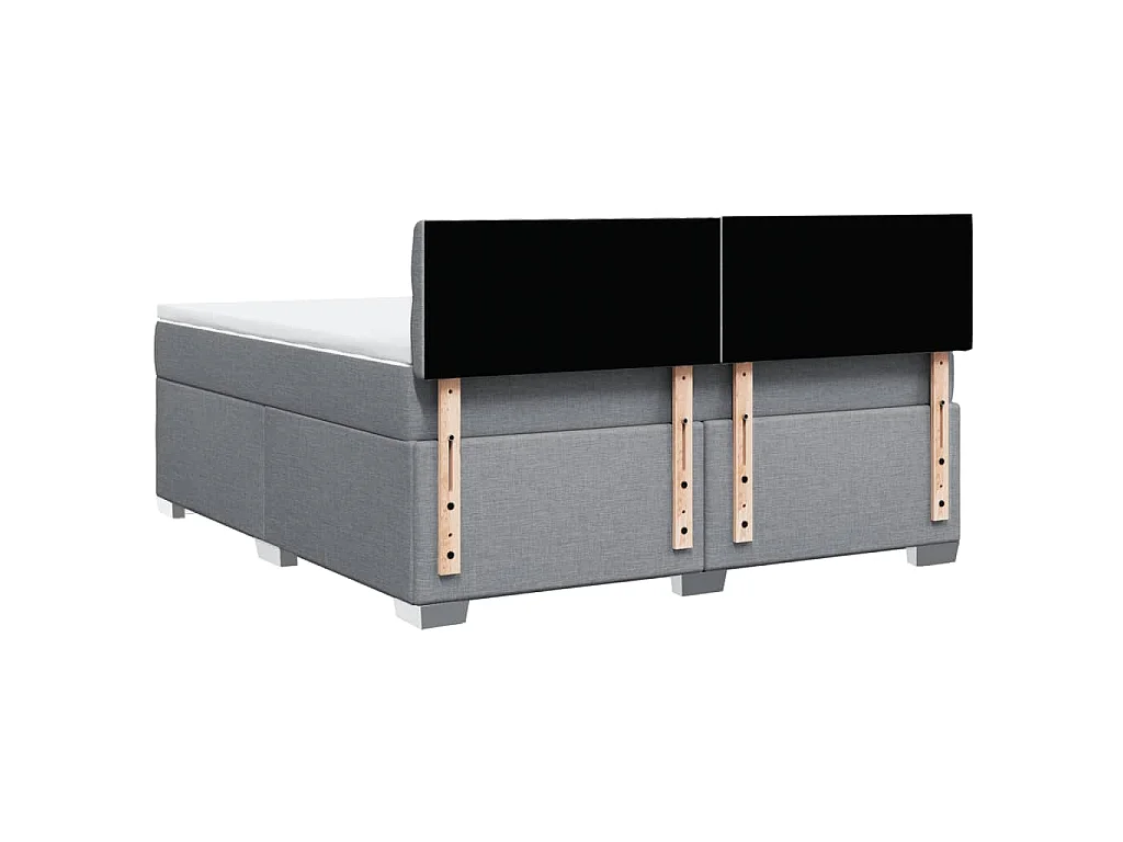 Cama box spring con colchón tela gris claro 180x200 cm