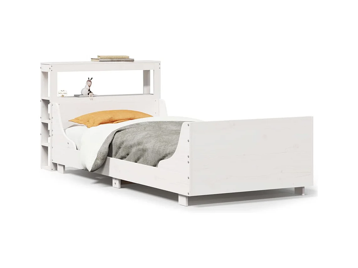 Letto senza Materasso Bianco 90x190 cm in Legno Massello Pino
