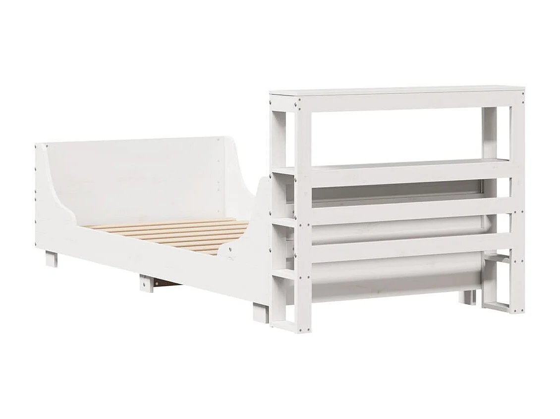 Letto senza Materasso Bianco 90x190 cm in Legno Massello Pino