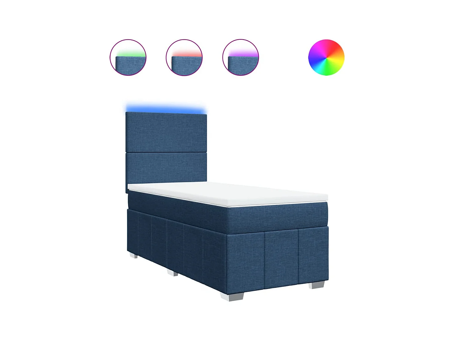 Boxspringbett mit Matratze Blau 90x200 cm Stoff