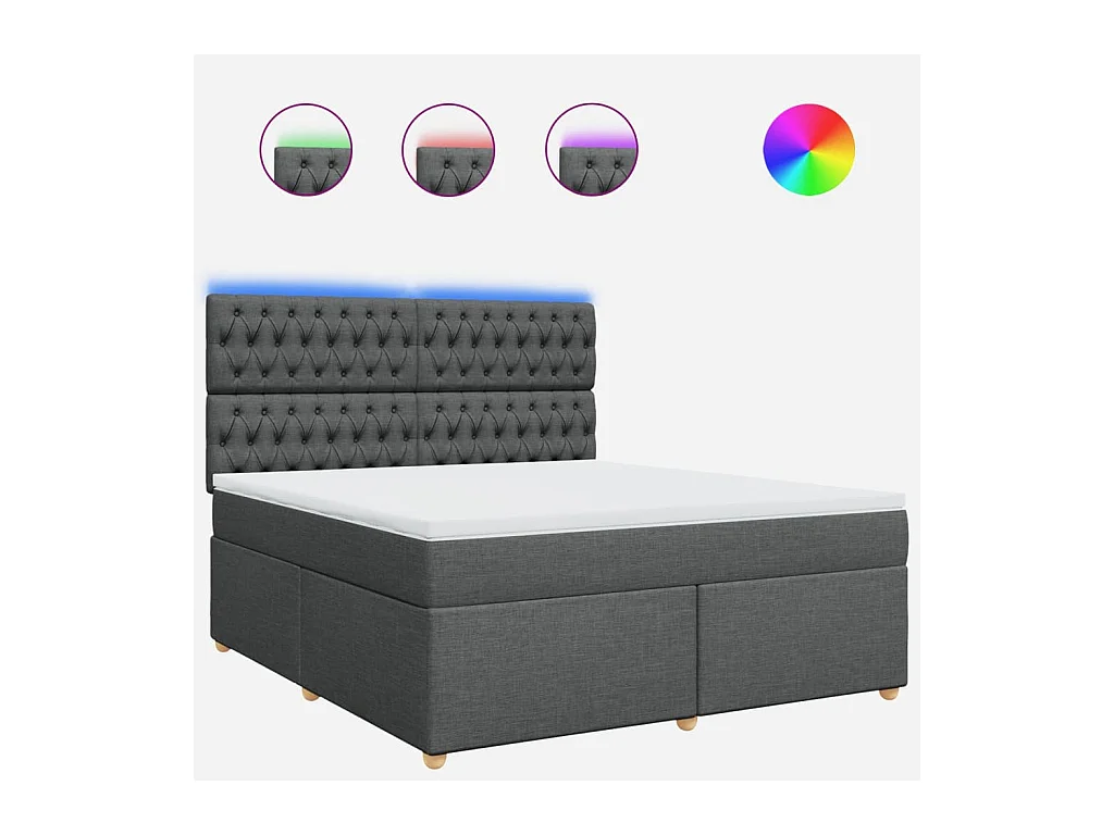 Giroletto a Molle con Materasso Grigio Scuro 180x200 cm Tessuto