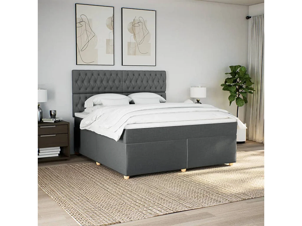 Cama com molas/colchão 180x200 cm tecido cinzento-escuro