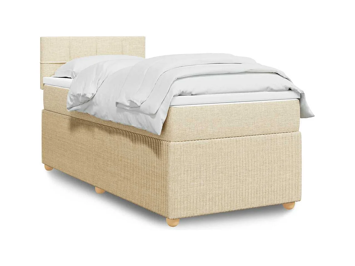 Sommier à lattes de lit et matelas Crème 90x190 cm Tissu