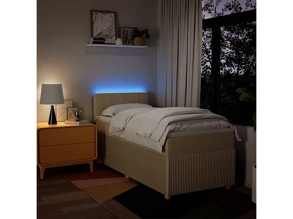 Sommier à lattes de lit et matelas Crème 90x190 cm Tissu