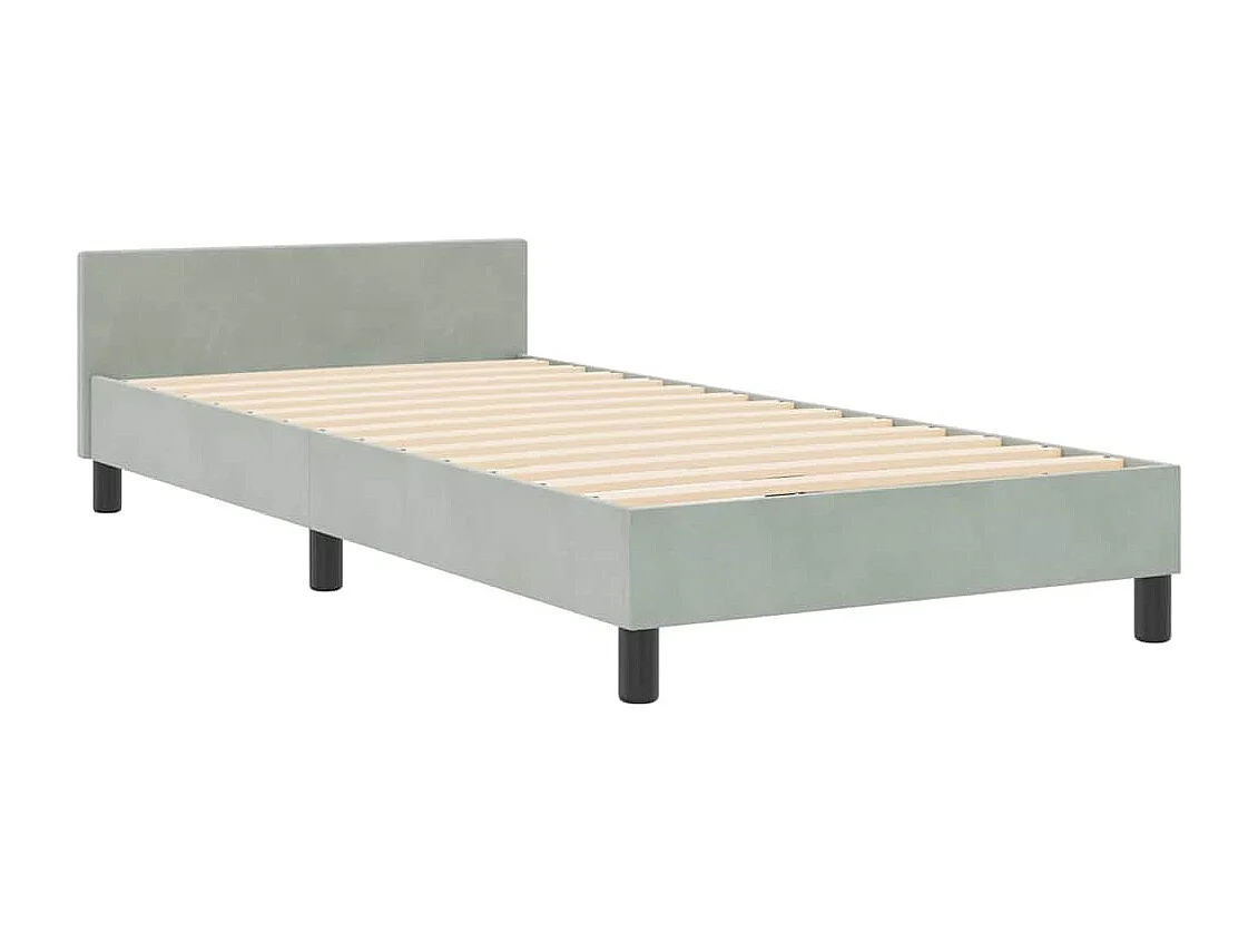 Letto a molle con testiera Grigio chiaro 90 x 200 cm Velluto
