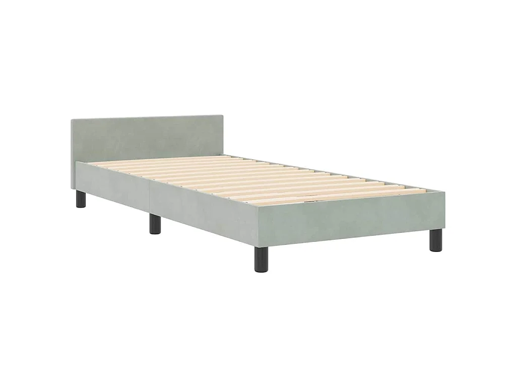Boxspringbed met hoofdeinde Lichtgrijs 90 x 200 cm Fluweel