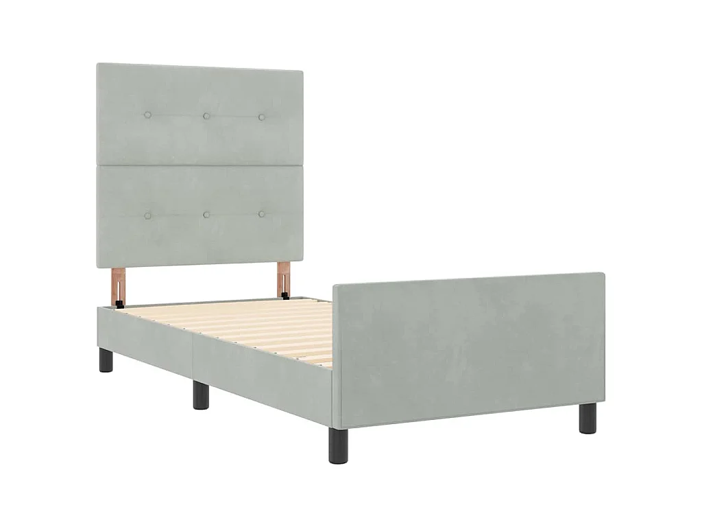 Boxspringbed met hoofdeinde Lichtgrijs 90 x 200 cm Fluweel