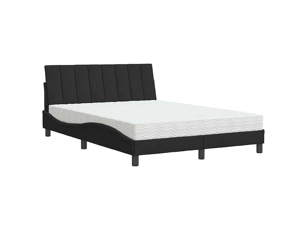 Bed met matras "Hanko" fluweel zwart 140x200 cm