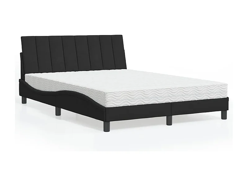 Bed met matras "Hanko" fluweel zwart 140x200 cm