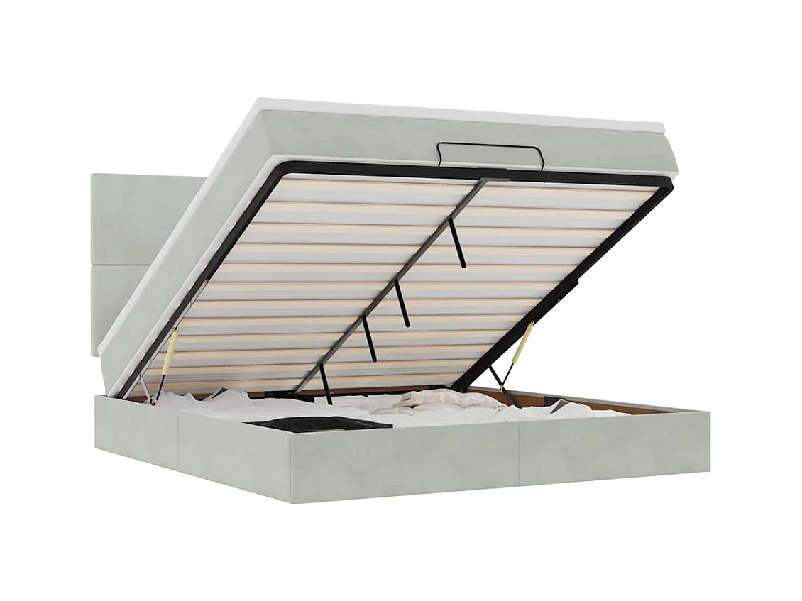 Struttura Letto Pouf con Materassi 160x200 cm in Velluto