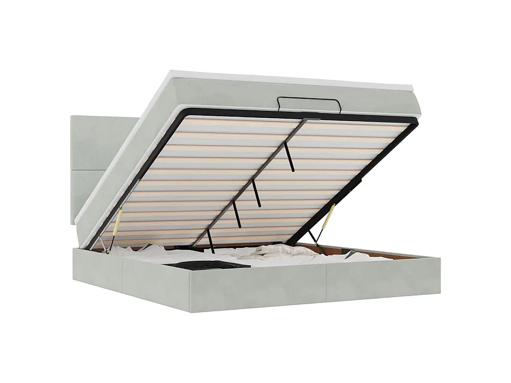 Ottoman bed met matrassen 160x200cm fluweel lichtgrijs