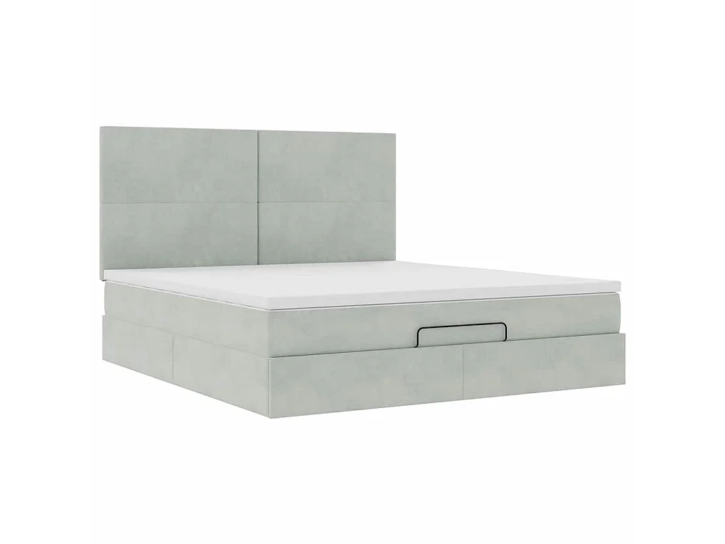 Ottoman bed met matrassen 160x200cm fluweel lichtgrijs