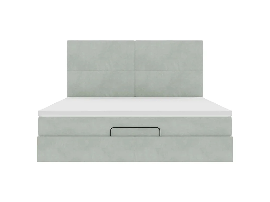 Ottoman bed met matrassen 160x200cm fluweel lichtgrijs