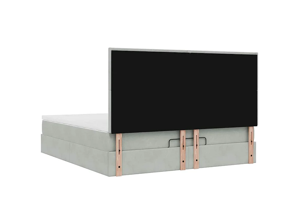 Ottoman bed met matrassen 160x200cm fluweel lichtgrijs