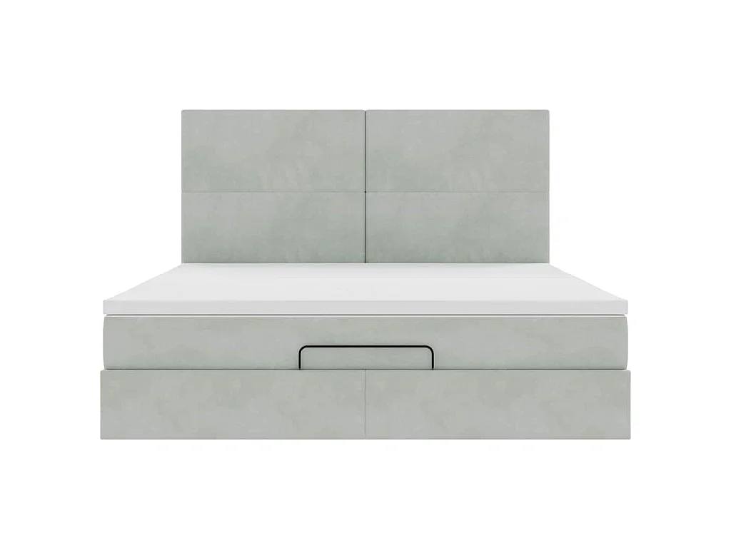 Ottoman bed met matrassen 160x200cm fluweel lichtgrijs