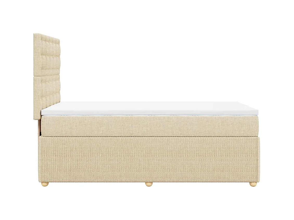 Sommier à lattes de lit et matelas Crème 90x190 cm Tissu