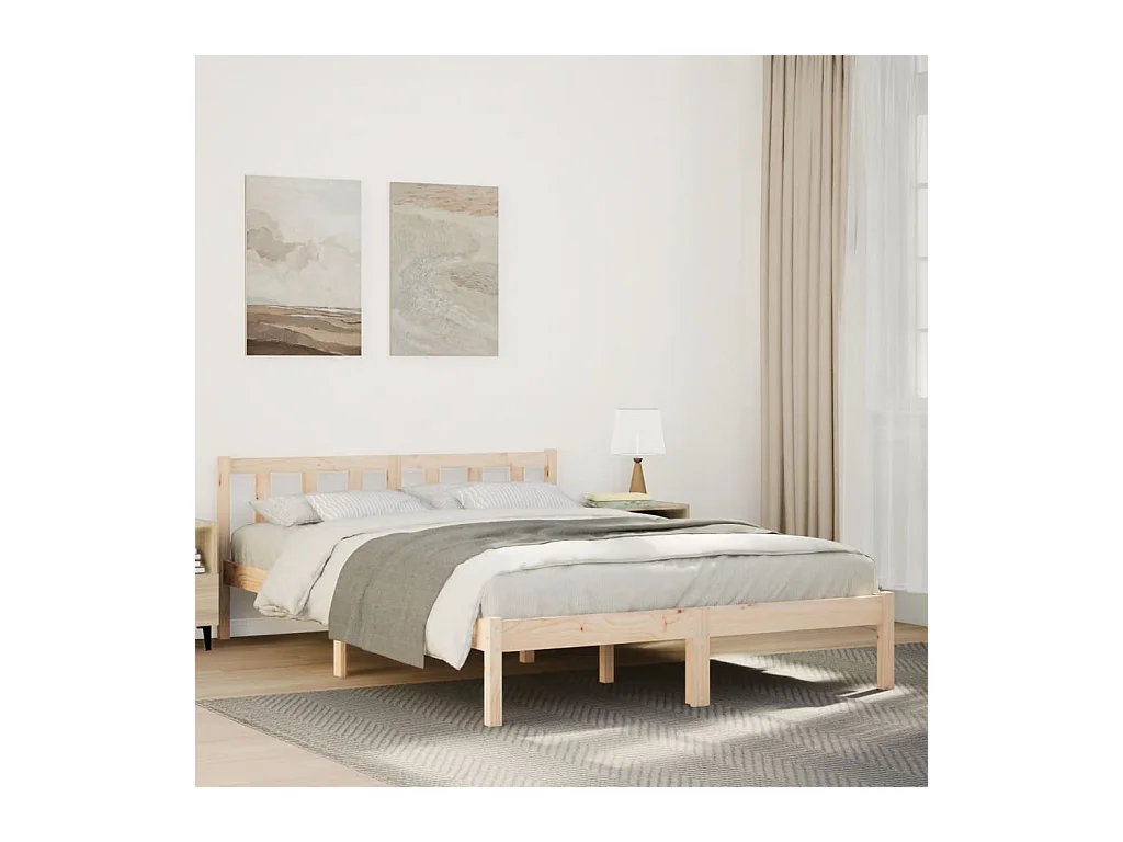 Cadre de lit extra long sans matelas 160x220 cm bois massif pin