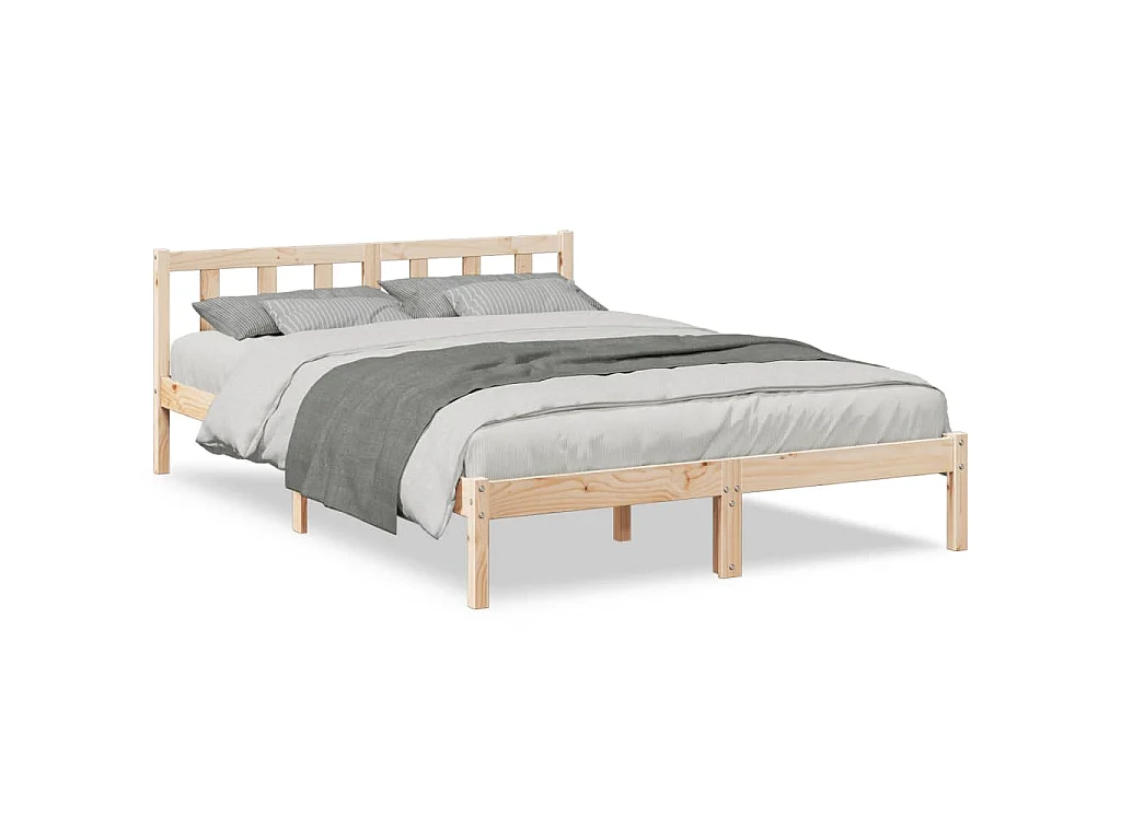 Cadre de lit extra long sans matelas 160x220 cm bois massif pin