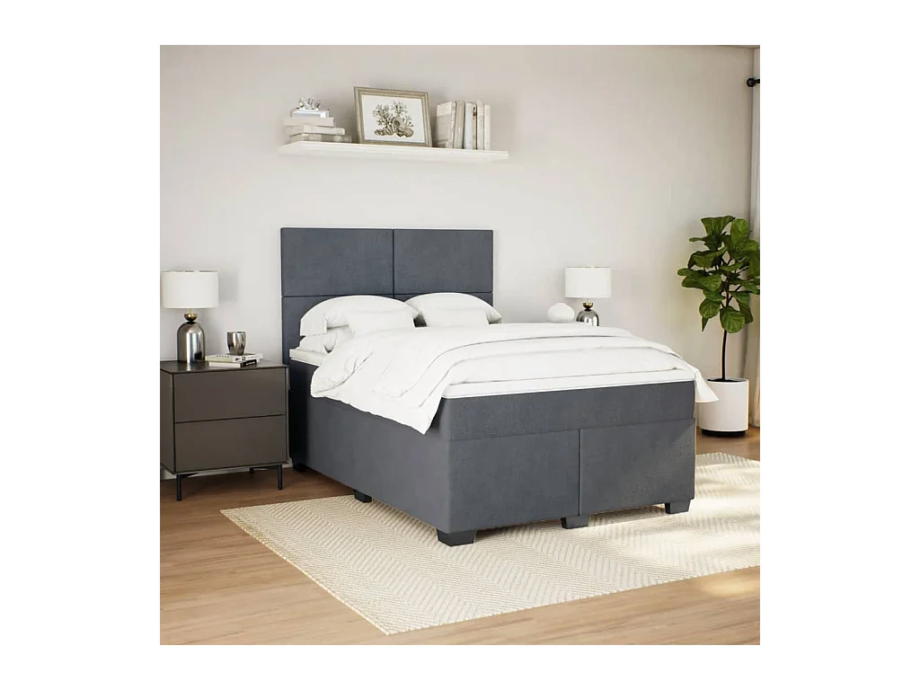 Sommier à lattes de lit et matelas Gris foncé 160x200cm Velours