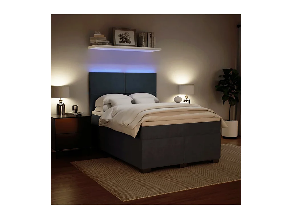 Sommier à lattes de lit et matelas Gris foncé 160x200cm Velours