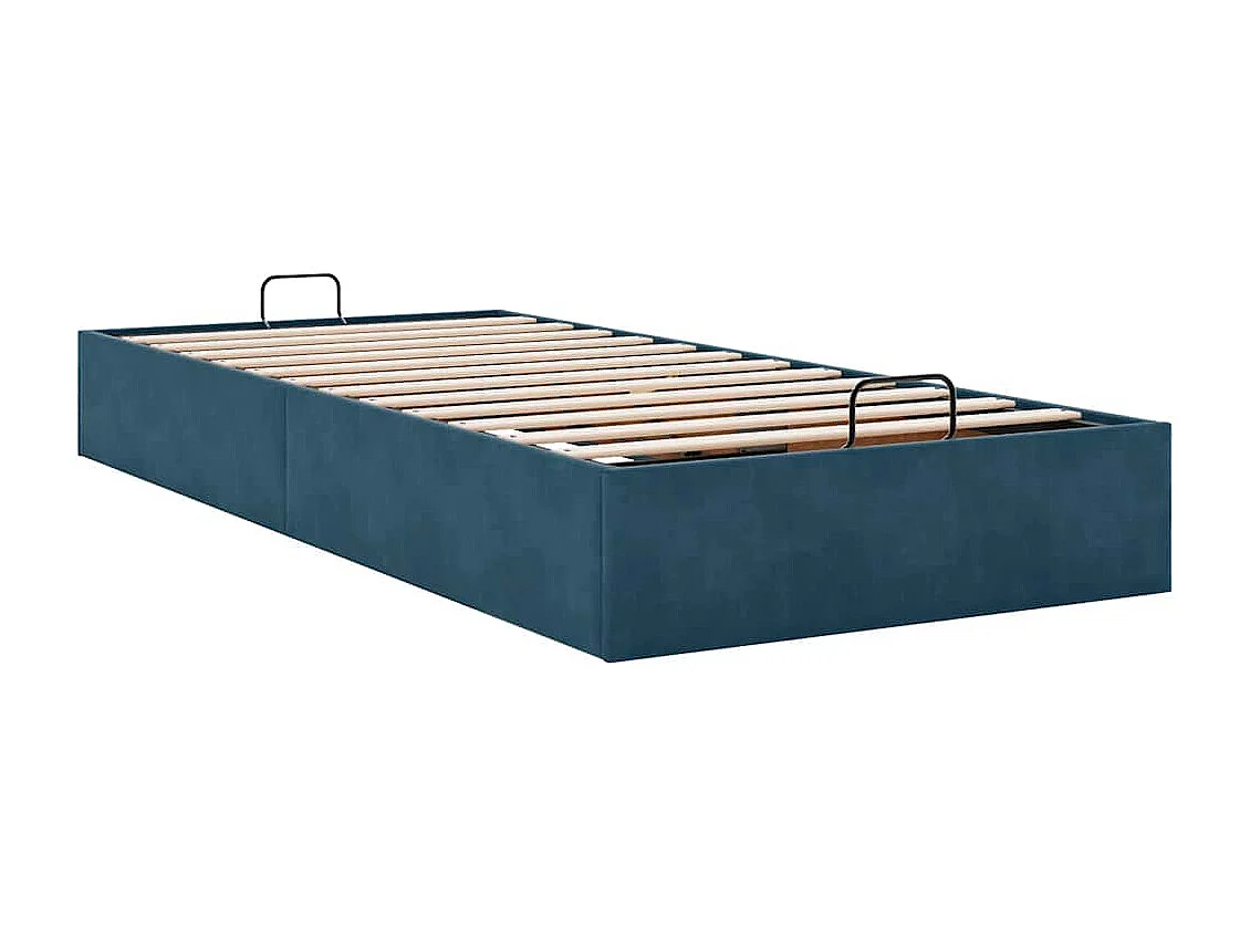 Cadre de lit ottoman sans matelas bleu foncé 90x200 cm velours