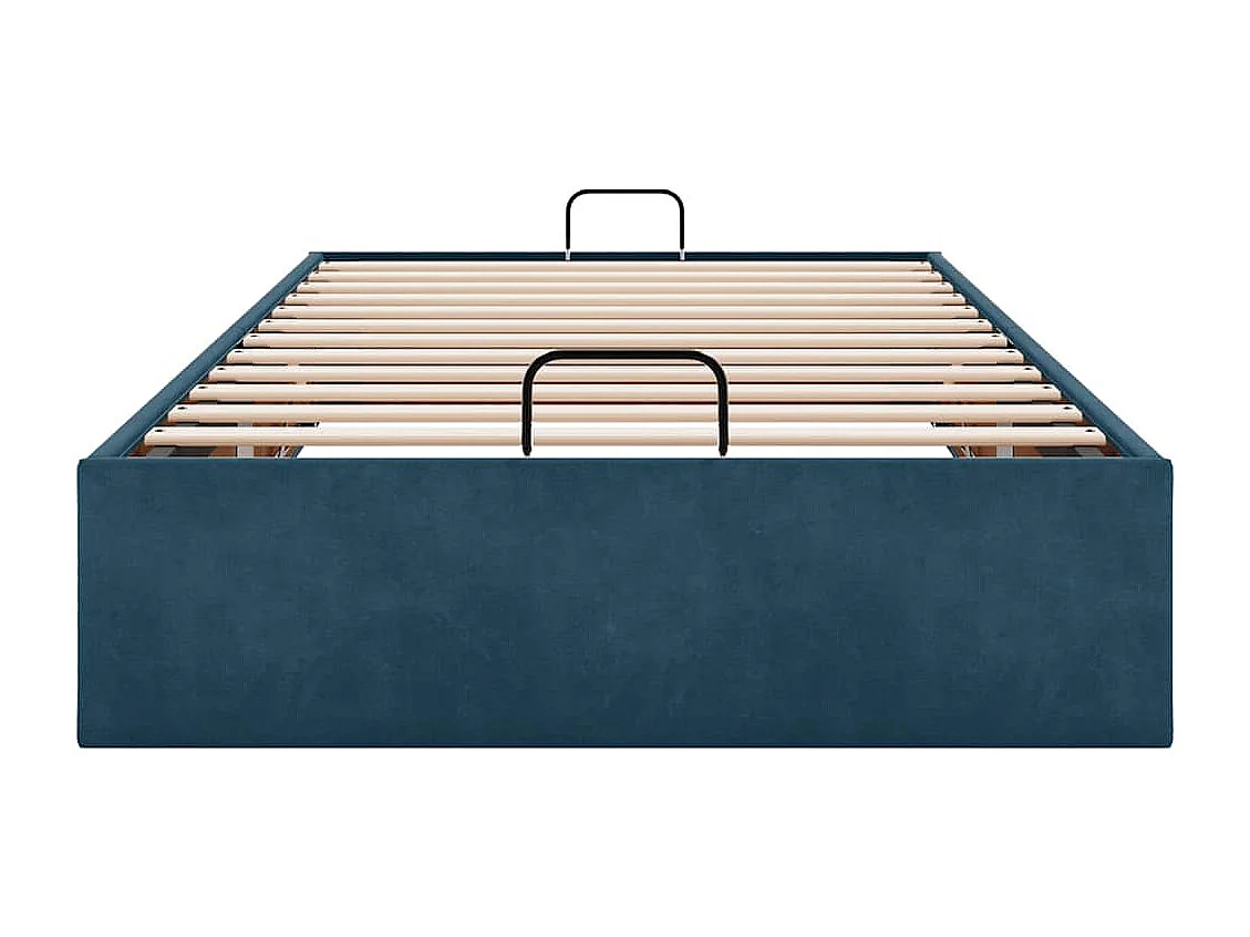 Cadre de lit ottoman sans matelas bleu foncé 90x200 cm velours