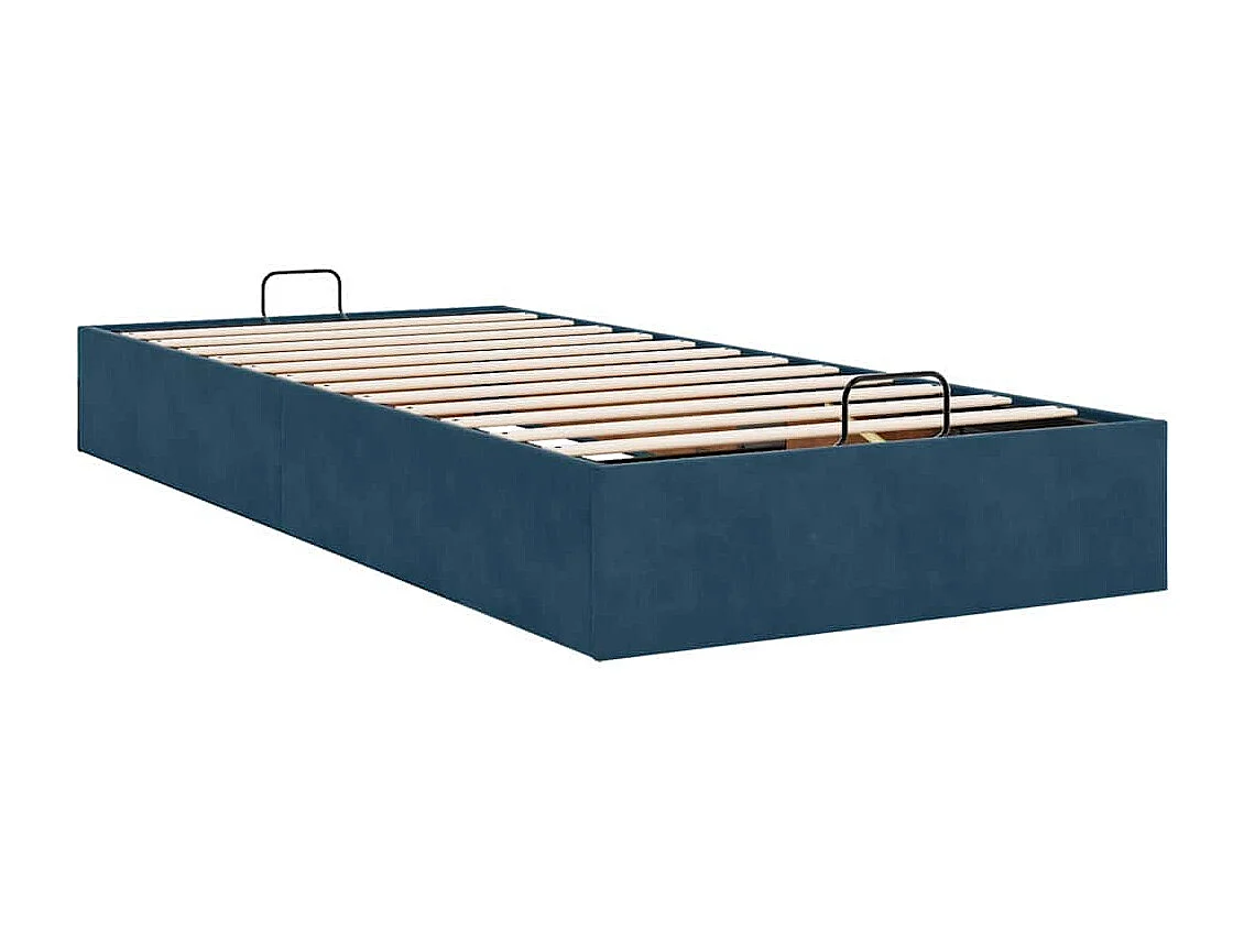 Ottoman Bed Frame No Colchão Azul Escuro 90x200 cm Veludo